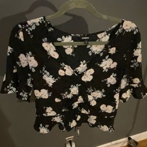 Super Cute Express Sheer Floral Short Sleeve Top